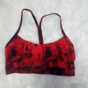 Lululemon Flow Y Bra in “Game Day Red / Black Multi”size 6
